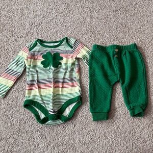 Green Striped Kids Matching Set